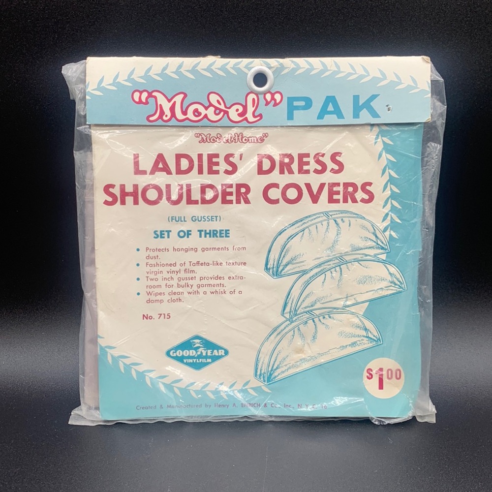 Vintage Set of 3 Vinyl plastic Ladies Dress Shoulder Dust Covers
